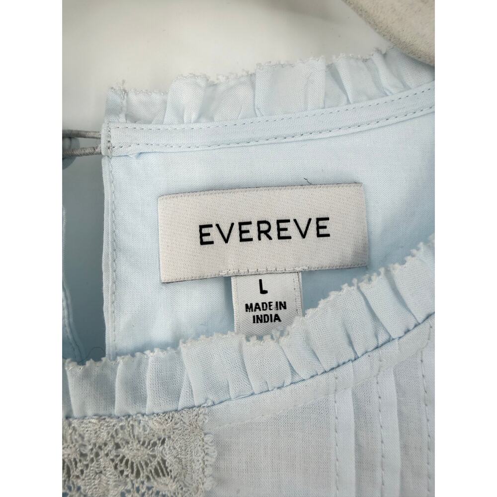 Evereve Womens Victorian Blouse Size L Bishop Sleeve Crochet Boho Edwardian Blue - Picture 4 of 13